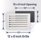Svalzke 10 x 6" Cold Air Returns | Case Pack of 24 Vents | 3/4 x 12 x 8" Grills for Floor Level