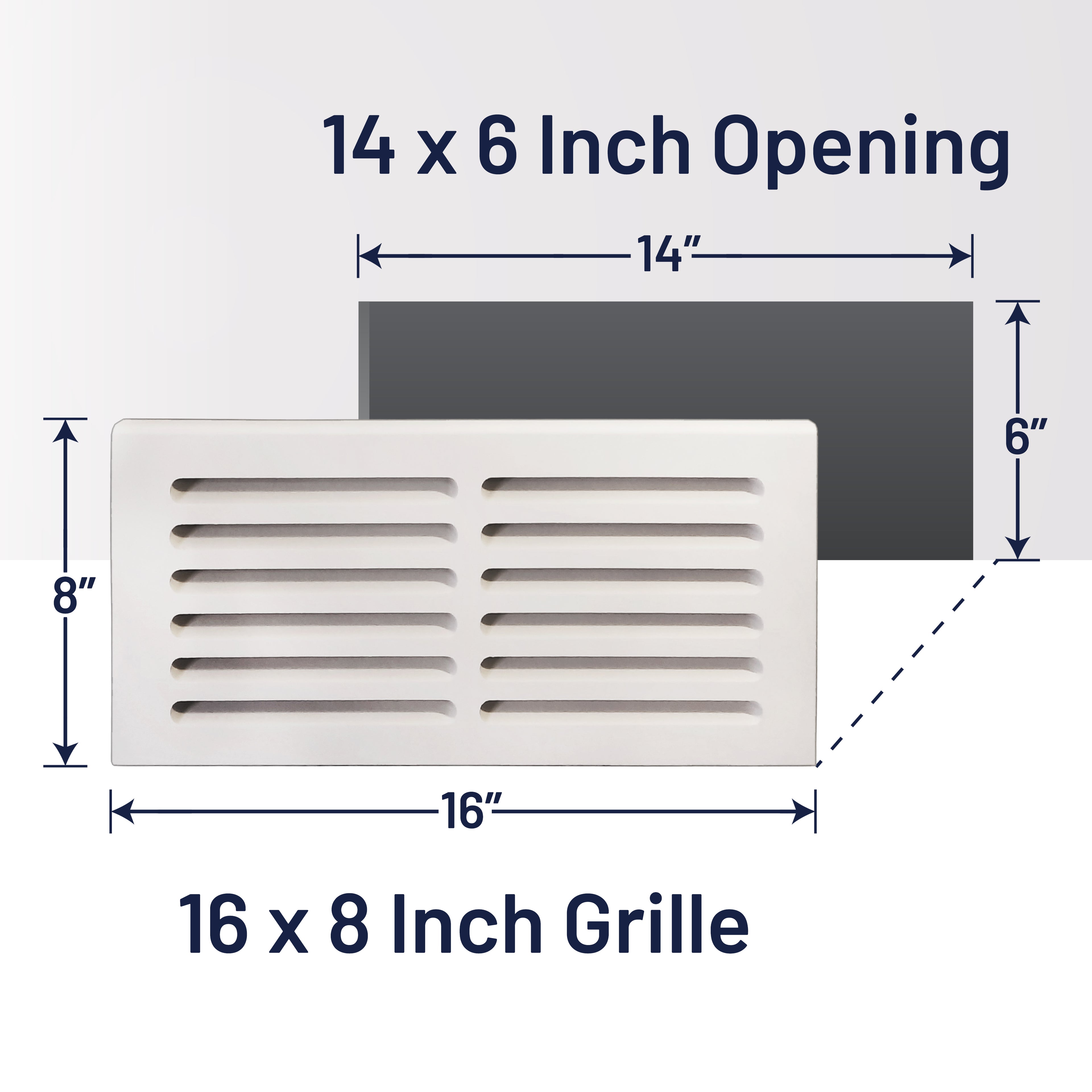 Svalzke 14 x 6" Cold Air Return | Install Kit | 3/4 x 16 x 8" Grill for Floor Level