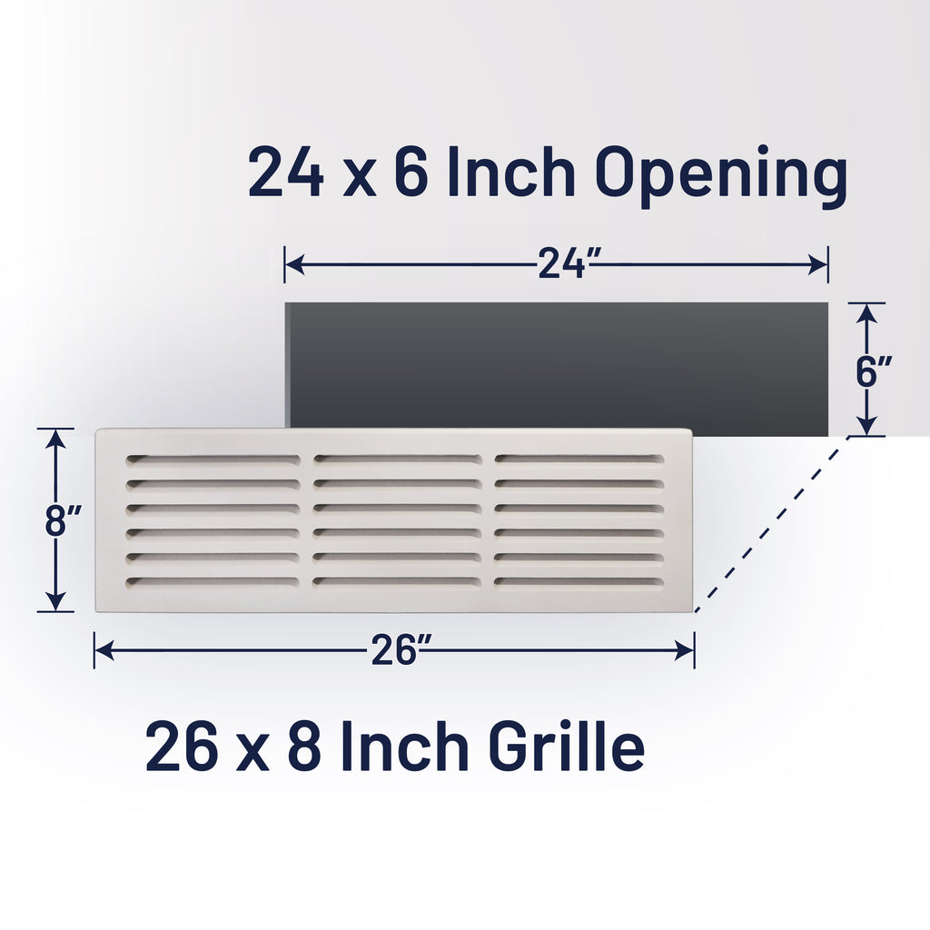 Svalzke 24 x 6" Cold Air Returns | Case Pack of 14 Vents | 3/4 x 26 x 8" Grills for Floor Level