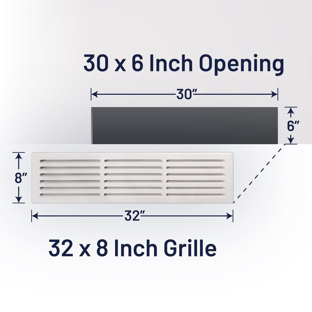 Svalzke 30 x 6" Cold Air Returns | Case Pack of 10 Vents | 3/4 x 32 x 8" Grills for Floor Level