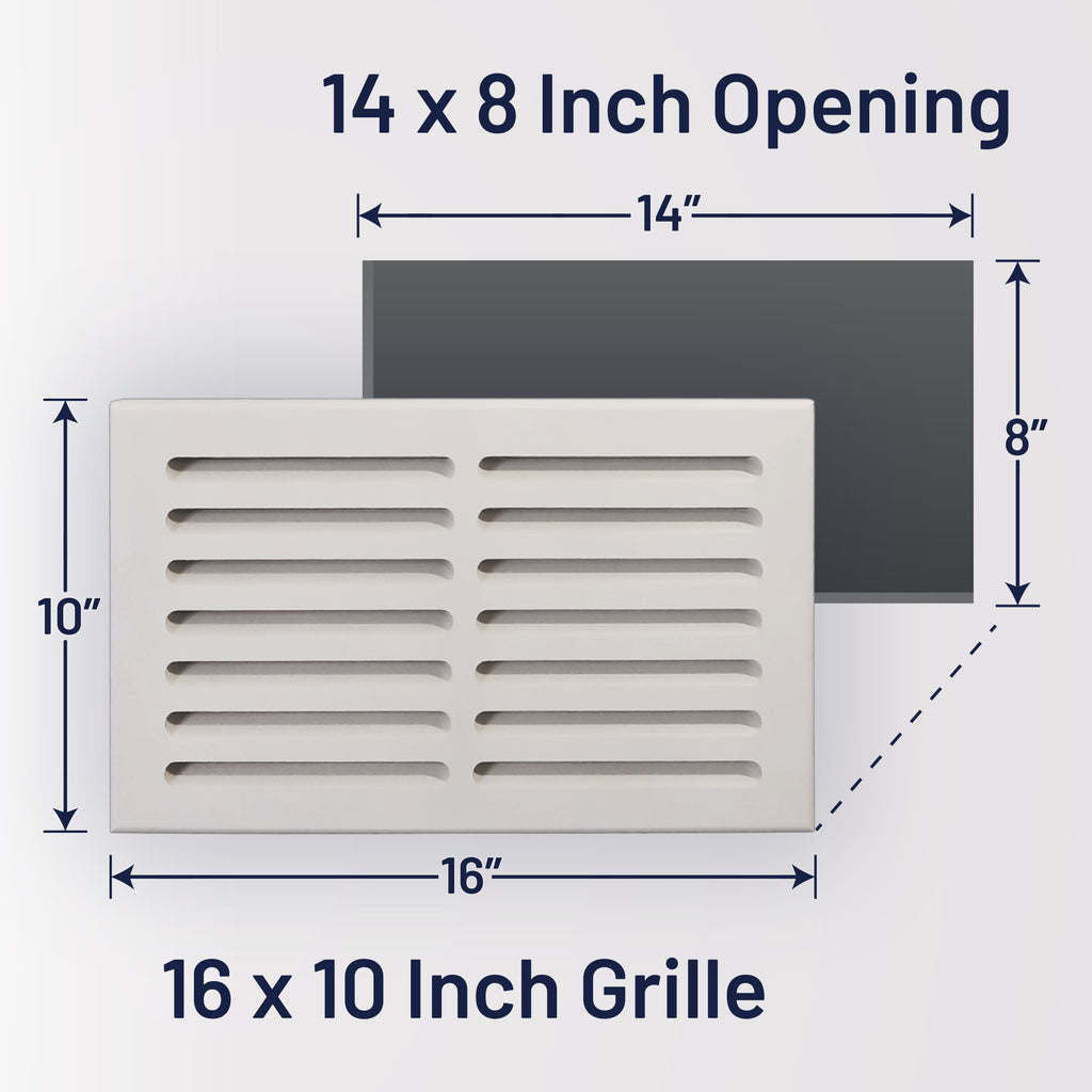 Svalzke 14 x 8" Cold Air Return | Install Kit | 3/4 x 16 x 10" Grill for Mid Wall