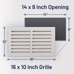 Svalzke 14 x 8" Cold Air Returns | Case Pack of 16 Vents | 3/4 x 16 x 10" Grilles for Mid Wall