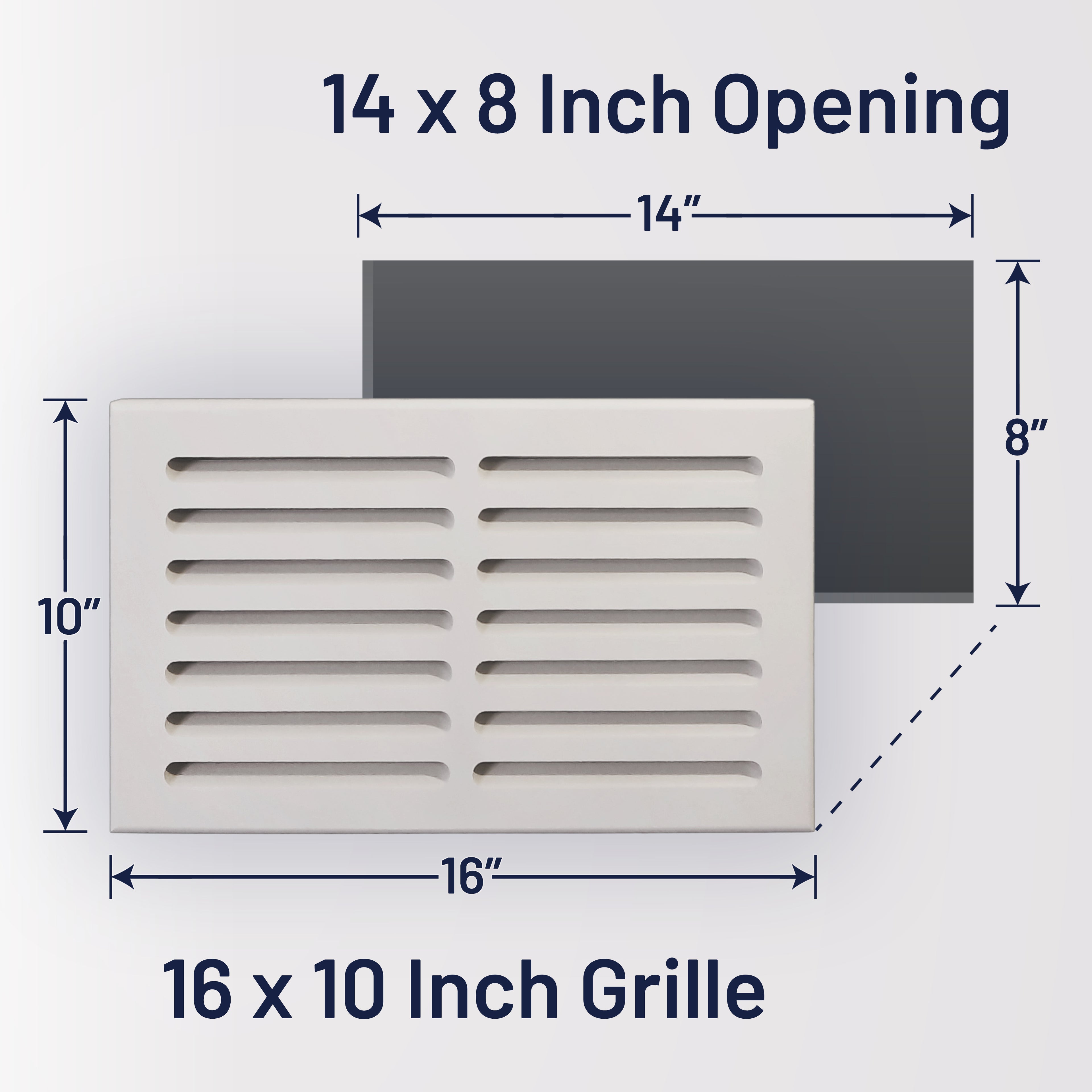 Svalzke 14 x 8" Cold Air Return | Install Kit | 3/4 x 16 x 10" Grill for Mid Wall